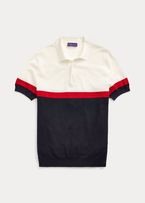 Men's Ralph Lauren Silk-Blend Polo-Collar Sweater | 721605ISN